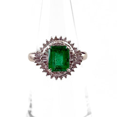 エメラルド リング 10.5号 Pt900 エメラルド ダイヤモンド レディース ノンブランドジュエリー 【中古】nbjwl