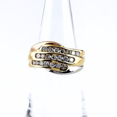 スリーカラー デザインリング リング 11号 K18 Pt850 ダイヤモンド レディース ノンブランドジュエリー 【中古】nbjwl