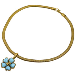 シャネル ココマーク フラワーモチーフ ネックレス カラーストーン グリポア ネックレス GP ゴールド ブルー レディース ブランドアクセサリー 【中古】bracc