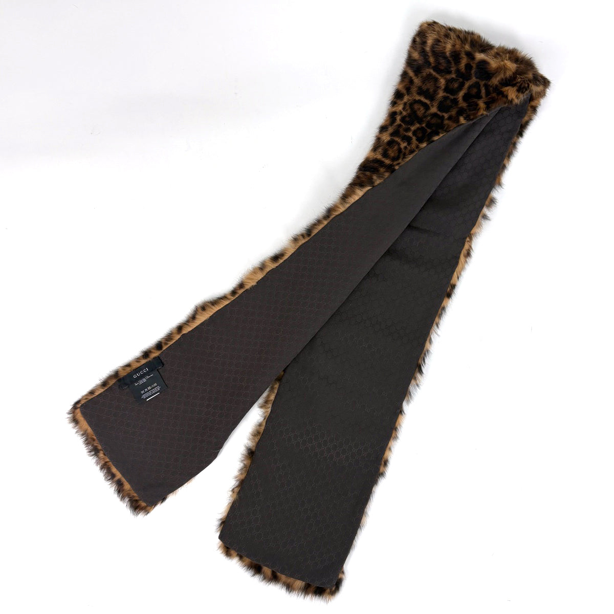 GUCCI グッチ ラパンファーマフラー レオパード×マイクロGG グッチ マイクロGG マフラー ラパンファー レオパード柄 マフラー