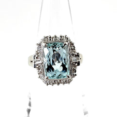 アクアマリン デザインリング リング 11.5号 Pt850 アクアマリン ダイヤモンド レディース ノンブランドジュエリー 【中古】nbjwl