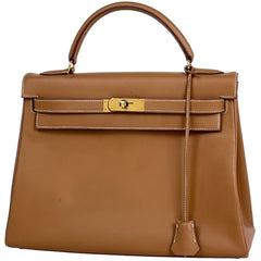 エルメス ケリー 32 内縫い 2WAY ショルダーバッグ ハンドバッグ ボックスカーフ ブラウン 〇W レディース ブランドバッグ・小物 【中古】brbag