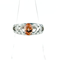 インペリアルトパーズ デザインリング リング 12.5号 Pt900 ダイヤモンド インペリアルトパーズ レディース ノンブランドジュエリー 【中古】nbjwl