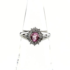 ピンクサファイア デザインリング リング 12号 Pt900 ピンクサファイア ダイヤモンド レディース ノンブランドジュエリー 【中古】nbjwl