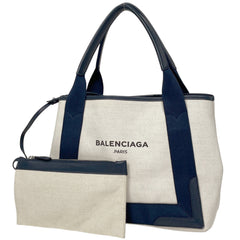 バレンシアガ ネイビー スモール カバス ハンドバッグ ロゴ トートバッグ キャンバス ナチュラル ネイビー 339933 レディース ブランドバッグ・小物 【中古】brbag