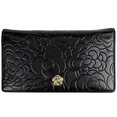 シャネル カメリア 二つ折り 長財布 ココマーク 長財布 レザー ブラック レディース ブランドバッグ・小物 【中古】brbag