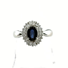 サファイア デザインリング リング 15号 Pt900 サファイア ダイヤモンド レディース ノンブランドジュエリー 【中古】nbjwl