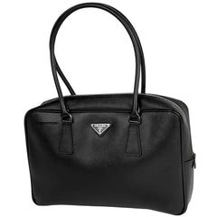 プラダ ロゴプレート ハンドバッグ トートバッグ ハンドバッグ レザー ブラック レディース ブランドバッグ・小物 【中古】brbag