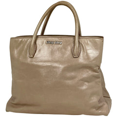 ミュウ ミュウ ロゴ ハンドバッグ 2WAY ショルダーバッグ ハンドバッグ レザー ベージュ RN1000 レディース ブランドバッグ・小物 【中古】brbag