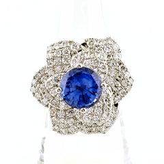 リメイク ブルーサファイア デザインリング リング 14号 Pt950 ダイヤモンド ブルーサファイア レディース ノンブランドジュエリーnbjwl