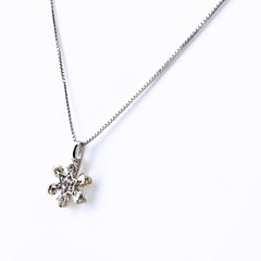 フラワーモチーフ デザインネックレス ネックレス K18 WG ダイヤモンド レディース ノンブランドジュエリー 【中古】nbjwl