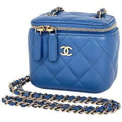 シャネル ココマーク チェーン ショルダーバッグ マトラッセ バニティバッグ ショルダーバッグ キャビアスキン ブルー レディース ブランドバッグ・小物 【中古】brbag