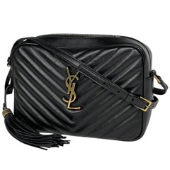 サンローラン ルー ショルダーバッグ ロゴ フリンジ タッセル カメラバッグ ショルダーバッグ レザー ブラック 612544 レディース ブランドバッグ・小物 【中古】brbag