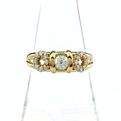 YG K18 ダイヤモンド リング 18.5号 0.58ct メンズ ノンブランドジュエリー 【中古】nbjwl