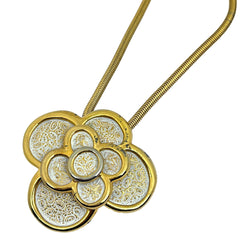 クリスチャンディオール ロング ネックレス フラワー ネックレス GP ゴールド ホワイト レディース ブランドアクセサリー 【中古】bracc