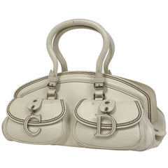 クリスチャンディオール ロゴチャーム ハンドバッグ CD ハンドバッグ レザー アイボリー レディース ブランドバッグ・小物 【中古】brbag