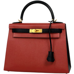 エルメス ケリー28cm ハンドバッグ 外縫い 2way パーソナルオーダー シェーブル ルージュヴィフ C刻印 レディース ブランドバッグ・小物 中古 brbag