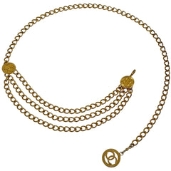 シャネル ココマーク チェーン ベルト CCマーク 3連 ベルト GP ゴールド レディース ブランドバッグ・小物 【中古】brbag