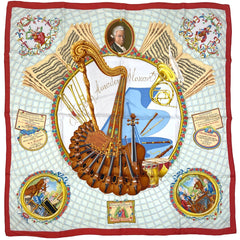 エルメス カレ90 Wolfgang Amadeus Mozart モーツァルトへの賛歌 スカーフ シルク レッド マルチカラー レディース ブランドバッグ・小物 【中古】brbag