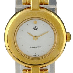ミキモト 2連パール ブレスウォッチ 4N20-0940 腕時計 SS GP クォーツ ホワイト レディース 時計 【中古】wtcbb