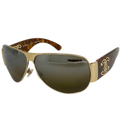 シャネル ココマーク サングラス アイウェア デミ柄 サングラス メタル プラスチック ゴールド ブラウン レディース ブランドバッグ・小物 【中古】brbag