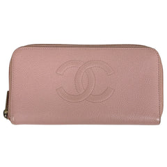 シャネル ココマーク ラウンドファスナー長財布 CC ラウンドジップ 長財布 キャビアスキン ピンク A50071 レディース ブランドバッグ・小物 【中古】brbag