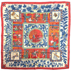 エルメス カレ 90 MUSIQUE DES DIEUX 神々の音楽 スカーフ シルク レッド マルチカラー レディース ブランドバッグ・小物 【中古】brbag