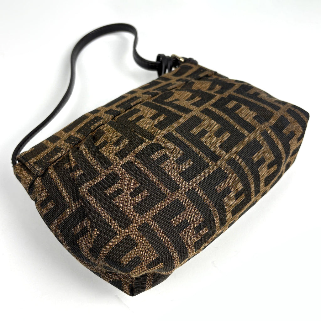 フェンディ ズッカ柄 ハンドバッグ ロゴ キャンバス ブラウン 8BK070