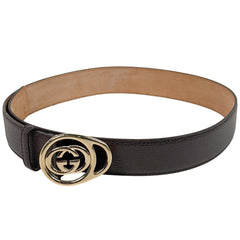 グッチ GGロゴ ベルト インターロッキングG 362738 ベルト レザー ダークブラウン メンズ ブランドバッグ・小物 【中古】brbag