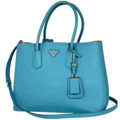 プラダ ドゥーブレ ミディアム ハンドバッグ 2WAY ショルダーバッグ ハンドバッグ レザー ブルー 1BG887 レディース ブランドバッグ・小物 【中古】brbag
