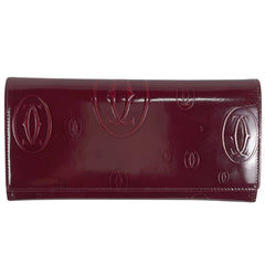 カルティエ ハッピーバースデー 長財布 二つ折り 札入れ 小銭入れ エナメル 長財布 パテントレザー ボルドー レディース ブランドバッグ・小物 【中古】brbag