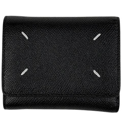 メゾン マルジェラ ステッチ 三つ折り財布 ミニ 三つ折り財布 レザー ブラック レディース ブランドバッグ・小物 【中古】brbag