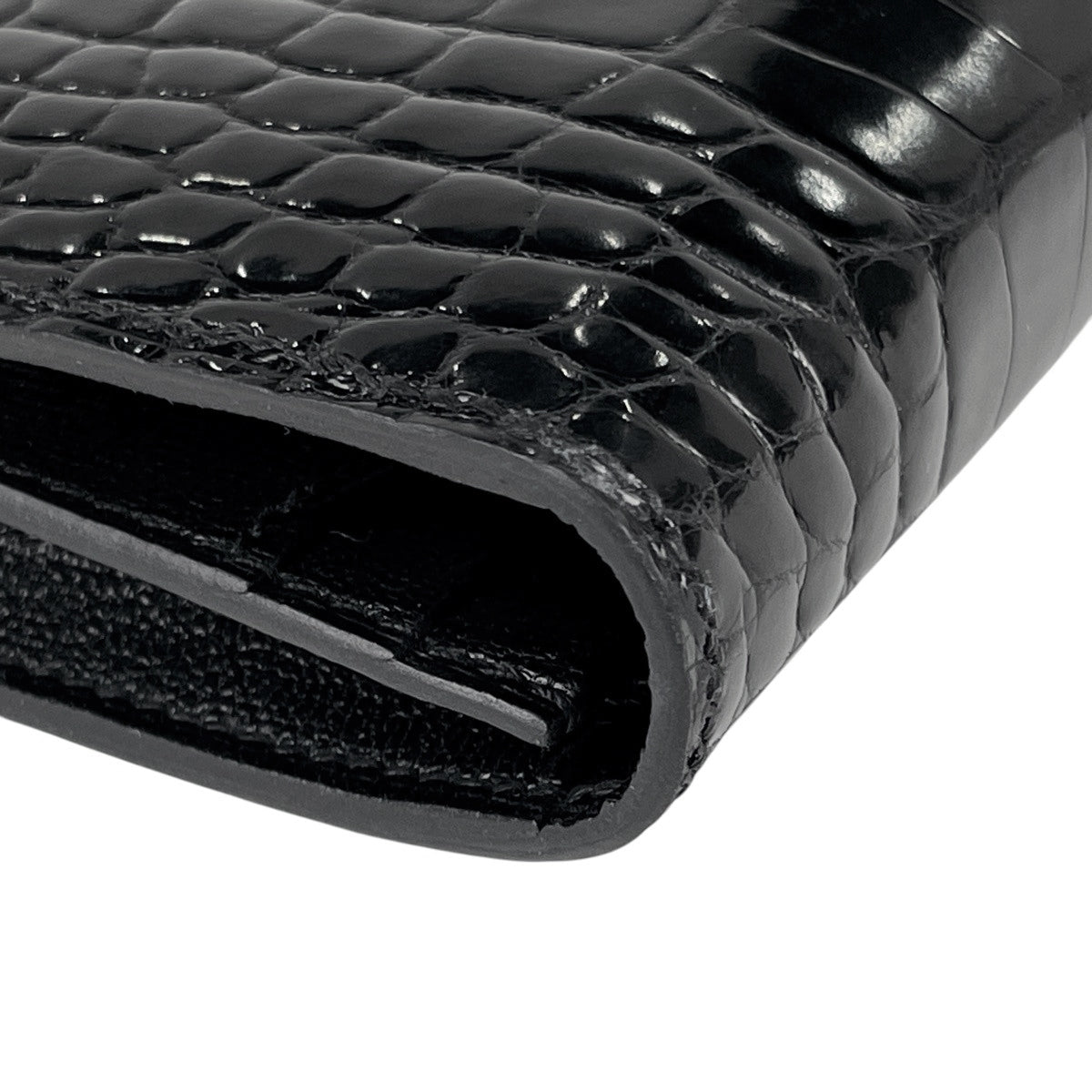 エルメス ベアン スフレ Hロゴ 二つ折り 長財布 アリゲーター ブラック