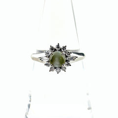 クリソベリルキャッツアイ デザインリング リング 12.5号 Pt900 クリソベリルキャッツアイ ダイヤモンド レディース ノンブランドジュエリー 【中古】nbjwl