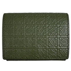 ロエベ リピート アナグラム 三つ折り財布 小銭入れ 札入れ カーキ 三つ折り財布 レザー グリーン レディース ブランドバッグ・小物 【中古】brbag