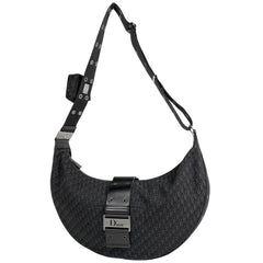 クリスチャンディオール ストリートシック ショルダーバッグ ロゴ トロッター柄 クロワッサン ショルダーバッグ キャンバス ブラック レディース ブランドバッグ・小物 【中古】brbag