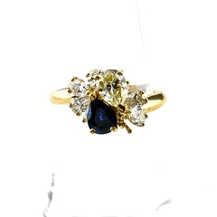 クイーン サファイア デザインリング リング 12.5号 750 サファイア ダイヤモンド レディース ブランドジュエリー 【中古】brjwl