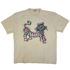 クリスチャンディオール クルーネック ニット 半袖 刺繍 KENNY SCHARF トップス ニット ウール コットン アルパカ ホワイト マルチカラー メンズ ブランドアパレル 【中古】brapp