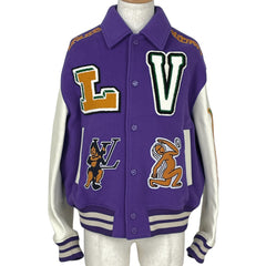 ルイ・ヴィトン マルチパッチ ミックスドレザー バーシティ ブルゾン スタジャン アウター ブルゾン パープル ホワイト メンズ ブランドアパレル 【中古】brapp