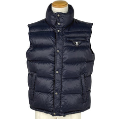 プラダ ロゴプレート ダウンベスト 防寒 ジップアップ アウター ダウンベスト ネイビー メンズ ブランドアパレル 【中古】brapp