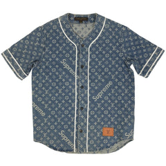 ルイ・ヴィトン モノグラムジャカード デニム ベースボールジャージー シュプリーム トップス ブルー メンズ ブランドアパレル 【中古】brapp