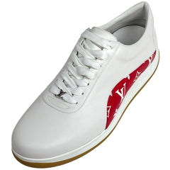 ルイ・ヴィトン ロゴ スニーカー モノグラム シュプリーム 靴 スニーカー レザー ホワイト レッド メンズ ブランドアパレル 【中古】brapp