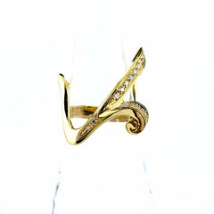 名執佐結里 メレダイヤ デザインリング リング 14号 K18 ダイヤモンド レディース ブランドジュエリー 【中古】brjwl