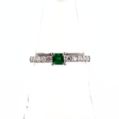 エメラルド デザインリング リング 17号 Pt900 エメラルド ダイヤモンド レディース ノンブランドジュエリー 【中古】nbjwl