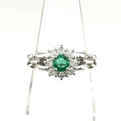 ポーラ エメラルド デザインリング リング 10号 Pt900 エメラルド ダイヤモンド レディース ブランドジュエリー 【中古】brjwl