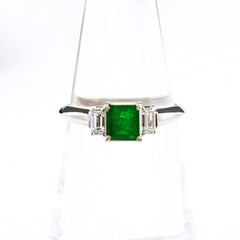 エメラルド デザインリング リング 11号 Pt850 エメラルド ダイヤモンド レディース ノンブランドジュエリー 【中古】nbjwl