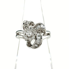 メレダイヤ デザインリング リング 7号 Pt900 ダイヤモンド レディース ノンブランドジュエリー 【中古】nbjwl