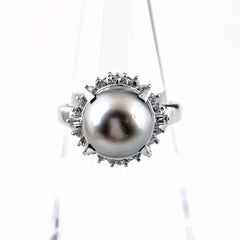 パール デザインリング リング 10.5号 Pt900 パール ダイヤモンド レディース ノンブランドジュエリー 【中古】nbjwl