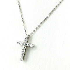 ティファニー スモールクロス ネックレス ネックレス Pt950 ダイヤモンド レディース ブランドジュエリー 【中古】brjwl