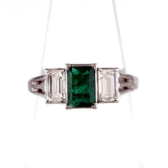 エメラルド デザインリング リング 8.5号 Pt900 エメラルド ダイヤモンド レディース ノンブランドジュエリー 【中古】nbjwl